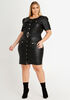 Belted Faux Leather Dress, Black image number 0