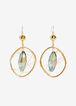 Gold Wire Stone Drop Earrings, Gold image number 1
