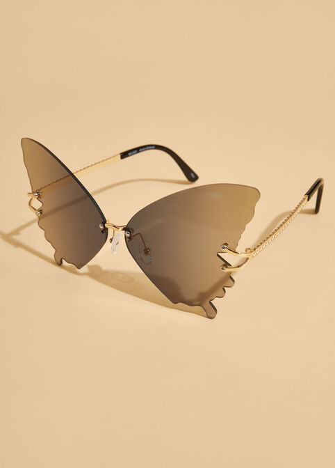 Butterfly Tinted Rimless Sunglasses, Blue image number 2