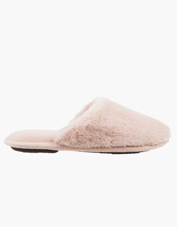 Isotoner Laurel Faux Fur Slippers, Pink image number 1
