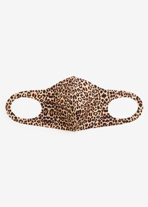 Leopard & Black Face Mask Set, Brown Animal image number 2
