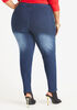 Pintucked High Rise Skinny Jeans, Medium Blue image number 1