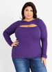 Plus Size Knit Top Ribbed Knit Sweater Keyhole Top image number 0
