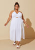 Cutout Textured Maxi Halter Dress, White image number 3