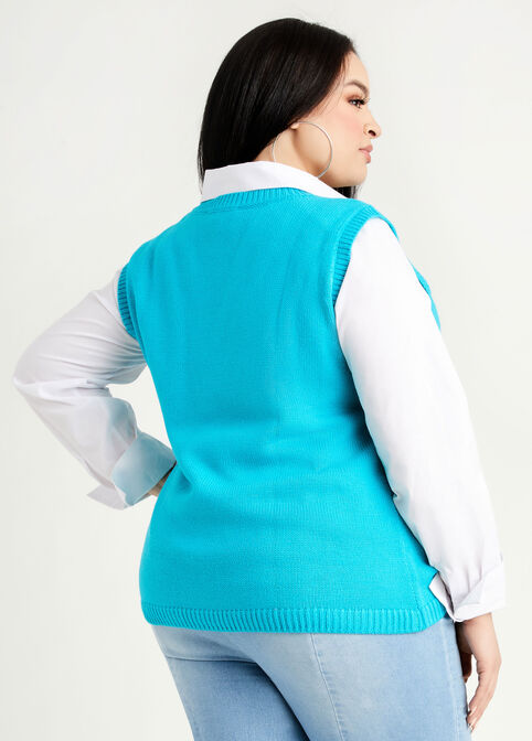 Cable Knit Vest, BlueBird image number 1