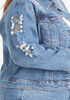 Distressed Embellished Denim Jacket, Medium Blue image number 2