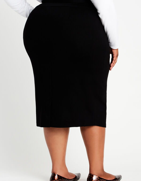 Black Power Ponte Pencil Skirt, Black image number 1