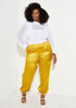 Mid Rise Satin Joggers, Gold image number 2