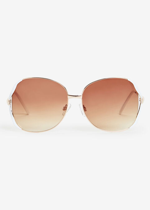 White Square Cutout Sunglasses, White image number 0