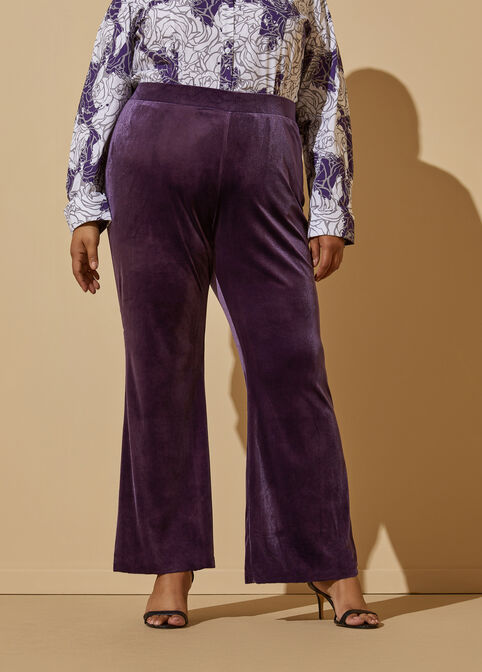 Velvet Flared Pants, Purple image number 2