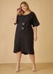 Embellished Linen Blend Dress, Black image number 0