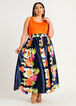 Floral Satin High Waist Maxi Skirt, Navy image number 2