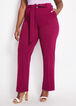 Plus Size Belted High Waist Two Pocket Dressy Business Wide Leg Pants image number 0