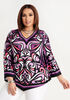 Abstract Flare Sleeve Knit Top, Purple Magic image number 0
