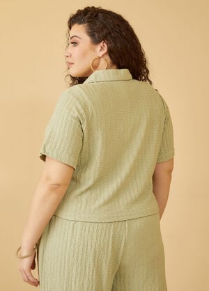 Textured Crop Shirt, Green image number 1