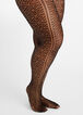 Patterned Mesh Footed Tights, Black image number 0