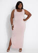 Crop Overlay Two Piece Midi Dress, Light Pink image number 2