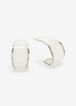 Silver & Resin Hoop Drop Earrings, White image number 1