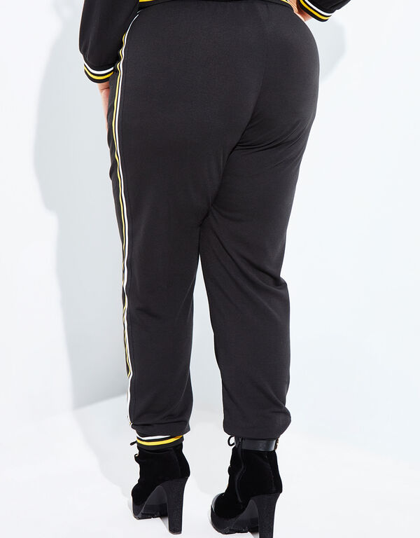 Pintucked Striped Jersey Joggers, Black image number 1