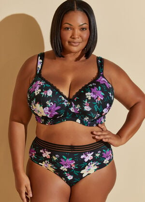 Floral Full Coverage Butterfly Bra, Multi image number 1