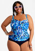 Noon Swim 2PC Ruched Abstract Tankini Set, Blue image number 0