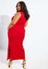 Ruffled Textured Knit Maxi Dress, Red image number 1