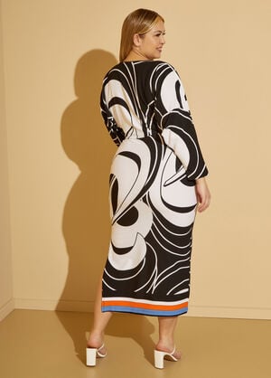 Swirl Faux Wrap Midaxi Dress, Black White image number 1