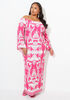 Off The Shoulder Printed Maxi Dress, Fandango Pink image number 0