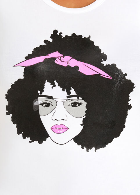 Pretty In Pink Curly Girl Tee, White image number 1