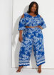 Tropical Print Wide Leg Pants, Lapis Blue image number 3