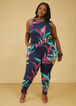 Printed Ruched Joggers Jumpsuit, Peacoat image number 2