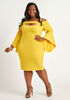Cold Shoulder Cutout Sheath Dress, Nugget Gold image number 0