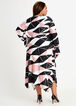 Geo Peasant Sleeve Wrap Midi Dress, Black Combo image number 1