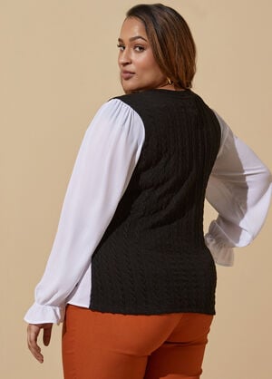 Layered Ribbed Sweater, Black image number 1