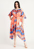 Cold Shoulder Stripe Print Dress, LIVING CORAL image number 0