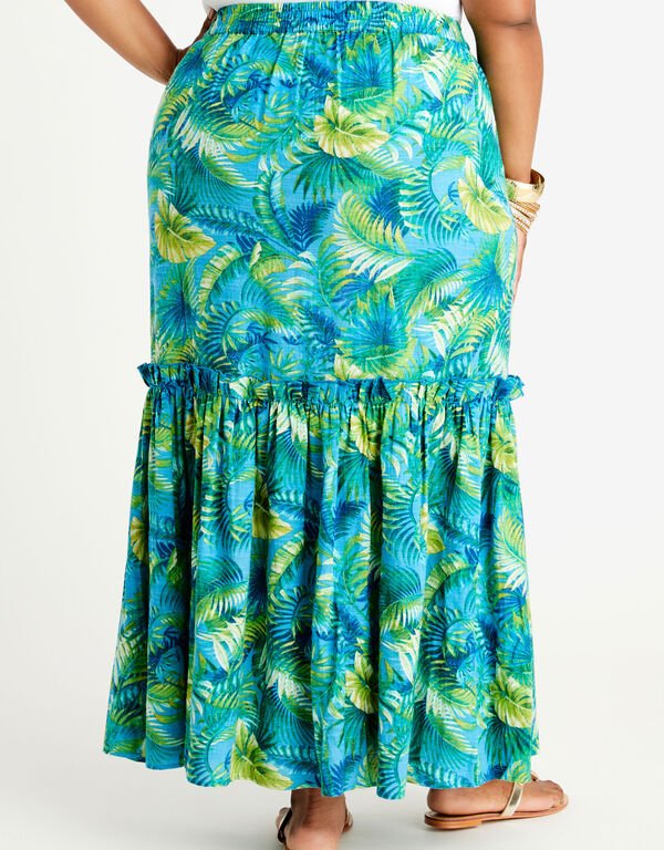 Tropical Cotton Blend Maxi Skirt, Caribbean Sea image number 1