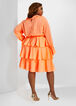 Ruffled Tiered Mock Wrap Dress, Cool Tangerine image number 1