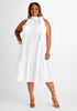 Tie Neck Halter Midi Dress, White image number 0