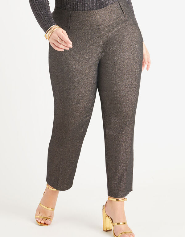 Metallic Mid Rise Ankle Pants, Gold image number 0