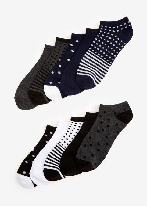Ten Pair Mix Low Cut Socks, Black image number 0