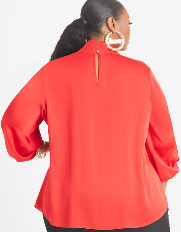 Cutout Hammered Satin Blouse, Barbados Cherry image number 1