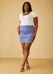 Zip Detailed Faux Suede Mini Skirt, Denim Blue image number 2