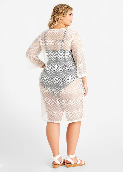 Beach Break Lace Cover Up Dress, White image number 1