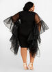 Organza Drama Sleeve Bodycon Dress, Black image number 1