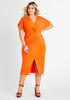 Cold Shoulder Slit Front Dress, Flame Orange image number 0