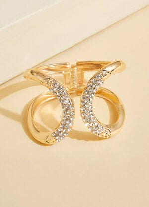 Crystal Embellished Hinge Cuff, Gold image number 0