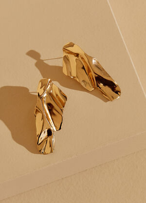 Wavy Gold Tone Earrings, Gold image number 1