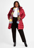 Faux Fur Hood Long Puffer Coat, Rhododendron image number 2