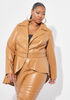 Asymmetric Faux Leather Jacket, Brown image number 0