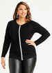 Rhinestone Ruched Stretch Knit Top, Black image number 0